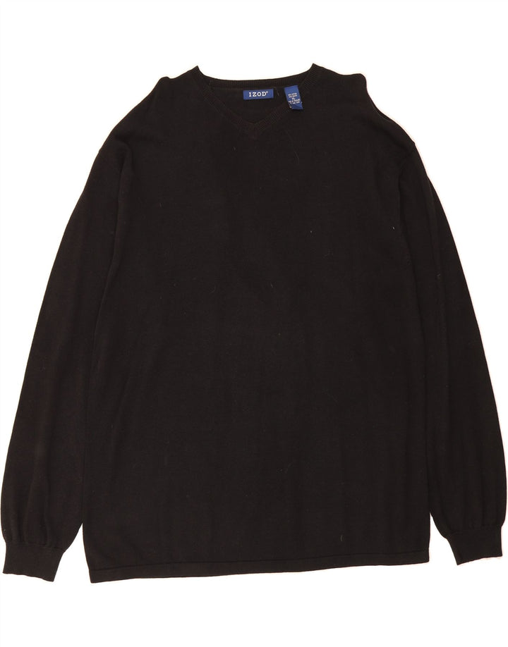 IZOD Mens V-Neck Jumper Sweater XL Black Cotton Vintage Izod and Second-Hand Izod from Messina Hembry 