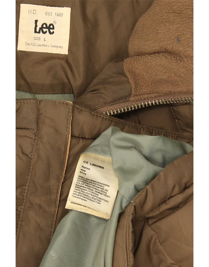 Lee Veste matelassée à capuche pour homme UK 40 Large Marron Polyester