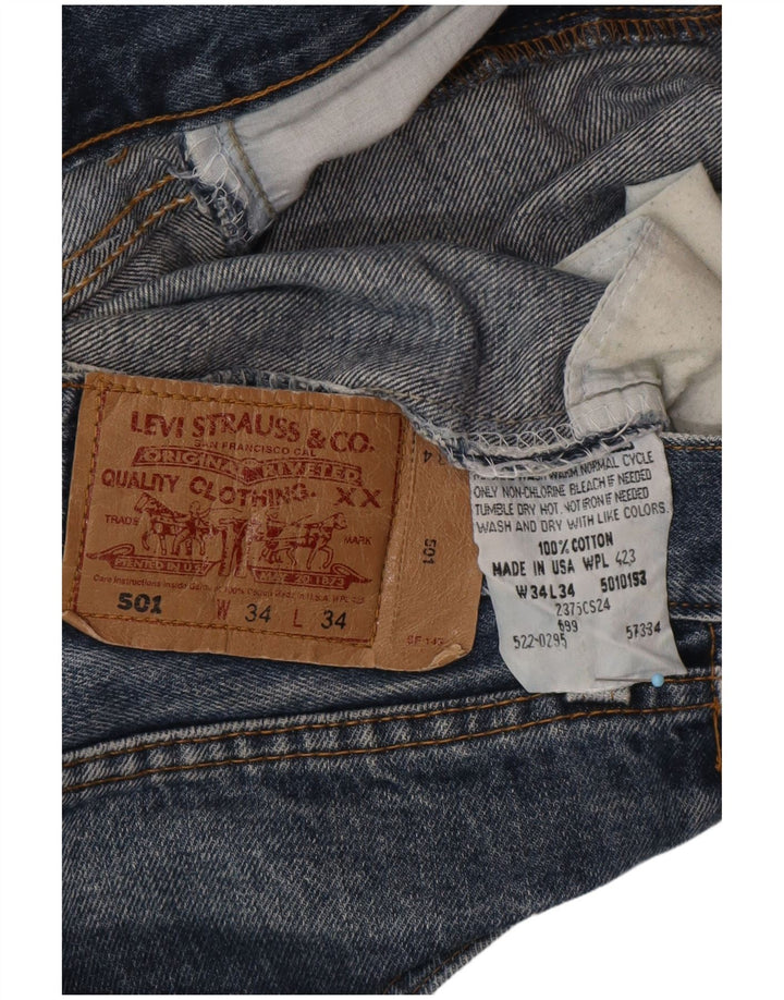 LEVI'S Pantaloncini di jeans 501 da uomo W34 grandi in cotone blu