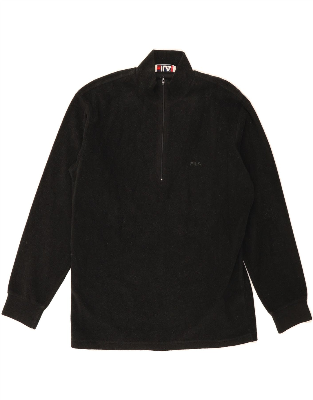 FILA Mens Zip Neck Fleece Jumper IT 48 Medium Black Vintage Fila and Second-Hand Fila from Messina Hembry 