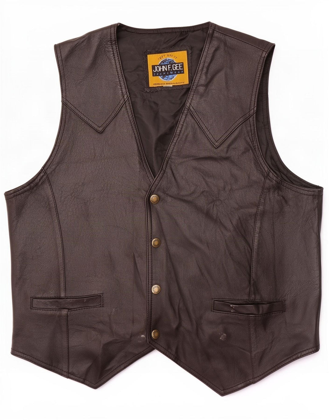 John F Gee Gilet en cuir pour homme Taille L Noir