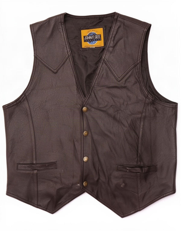 John F Gee Gilet en cuir pour homme Taille L Noir