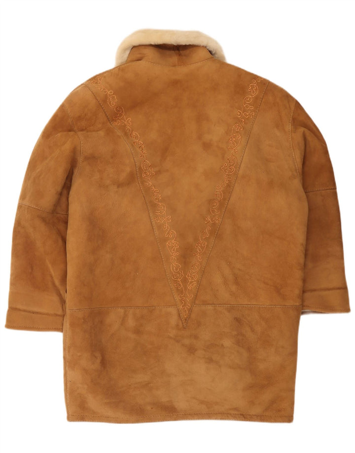 Vintage Womens Oversized Shearling Coat IT 44 Medium Brown Shearling