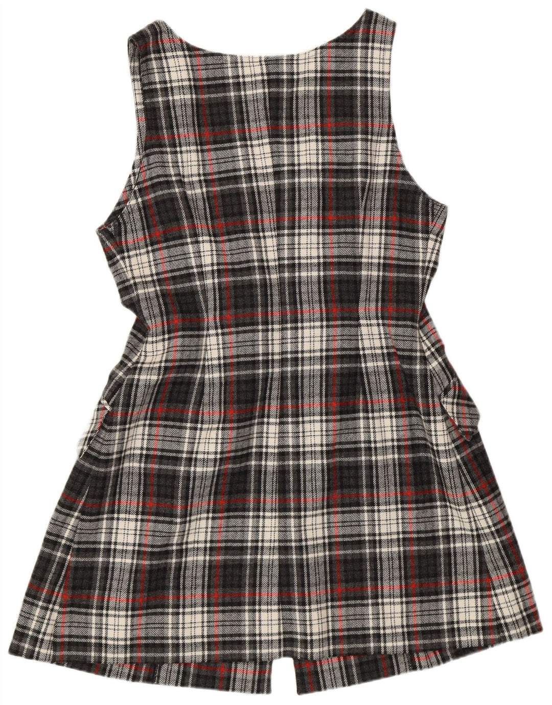 Vintage Womens Regular Fit Pinafore Dress IT 42 Medium Grey Plaid Retro
