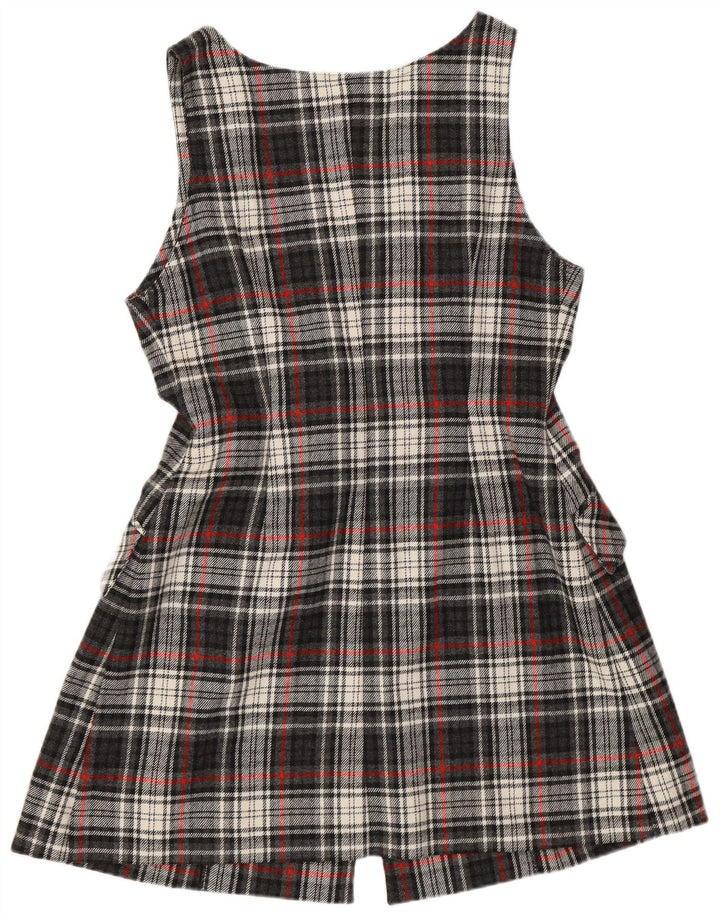 Vintage Womens Regular Fit Pinafore Dress IT 42 Medium Grey Plaid Retro