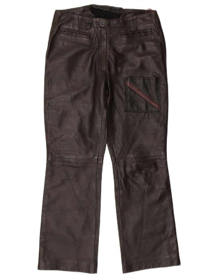 Calça feminina reta de couro VINTAGE W28 L28 marrom