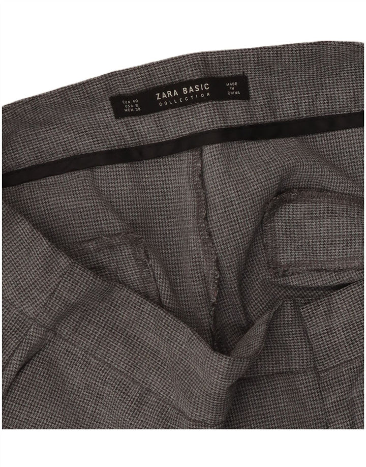 Zara Lige Chinobukser til kvinder EU 40 Medium W30 L27 Grå Houndstooth