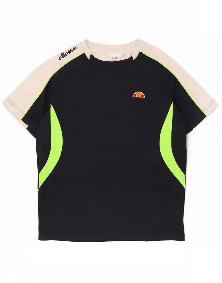 Ellesse Hombre Camiseta gráfica Top Small Azul marino Colorblock Poliéster