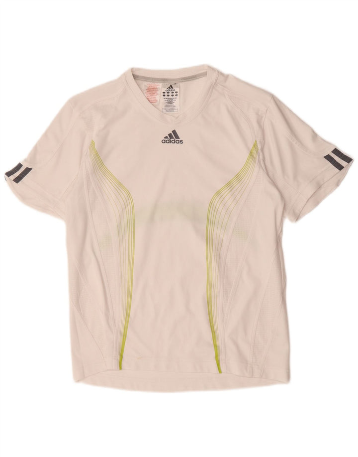 Adidas Boys Climacool T-Shirt Top 13-14 Years White Colourblock Polyester