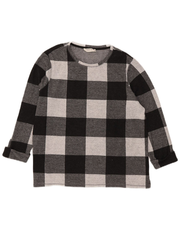 Marks & Spencer Damen-Top, 3/4-Ärmel, UK 18, XL, schwarzes Gingham-Polyester