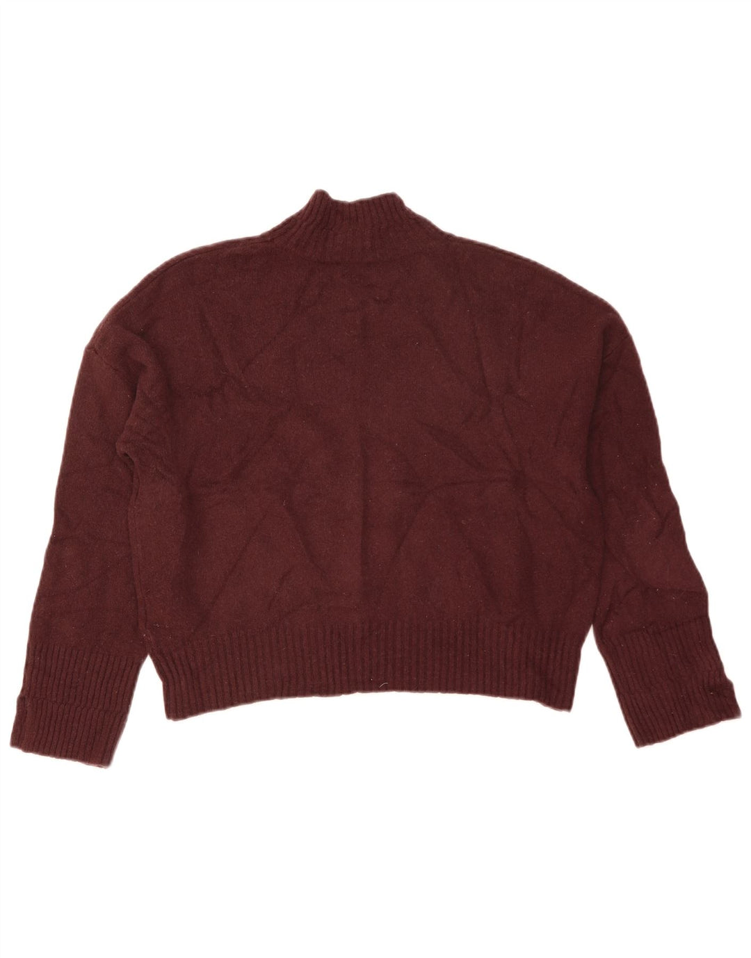 Whistles Womens Crop Turtle Neck Jumper Sweater UK 14 Medium Maroon Wool