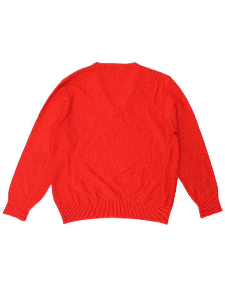 SERGIO TACCHINI Womens V-Neck Jumper Sweater UK 14 Large Red