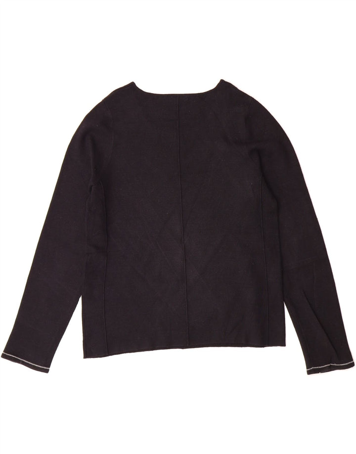 JIGSAW Womens Boat Neck Jumper Sweater UK 12 Medium Black Viscose Vintage Jigsaw and Second-Hand Jigsaw from Messina Hembry 