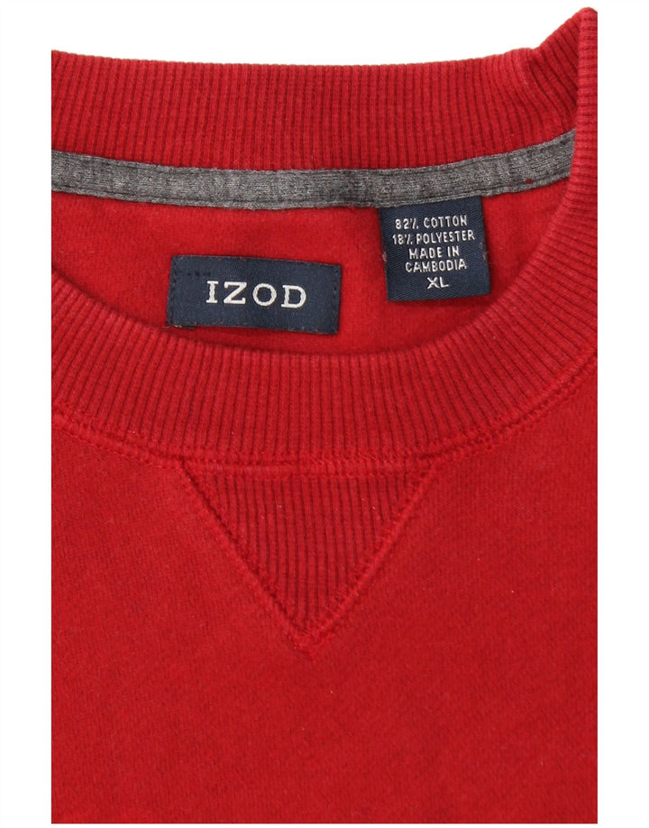 IZOD Mens Sweatshirt Jumper XL Red Cotton