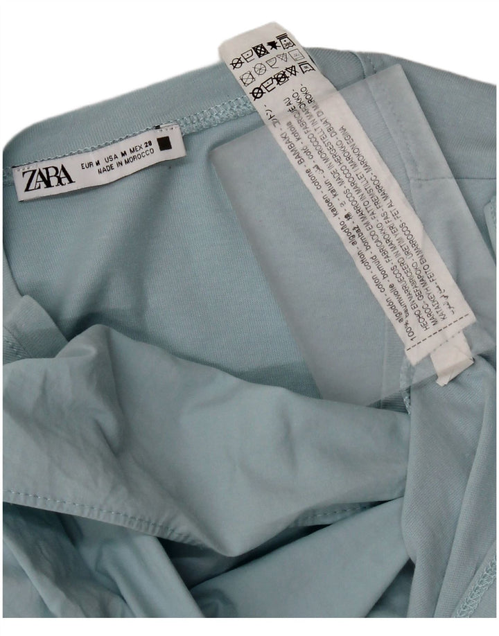 Top in camicetta da donna Zara UK 12 in cotone blu medio