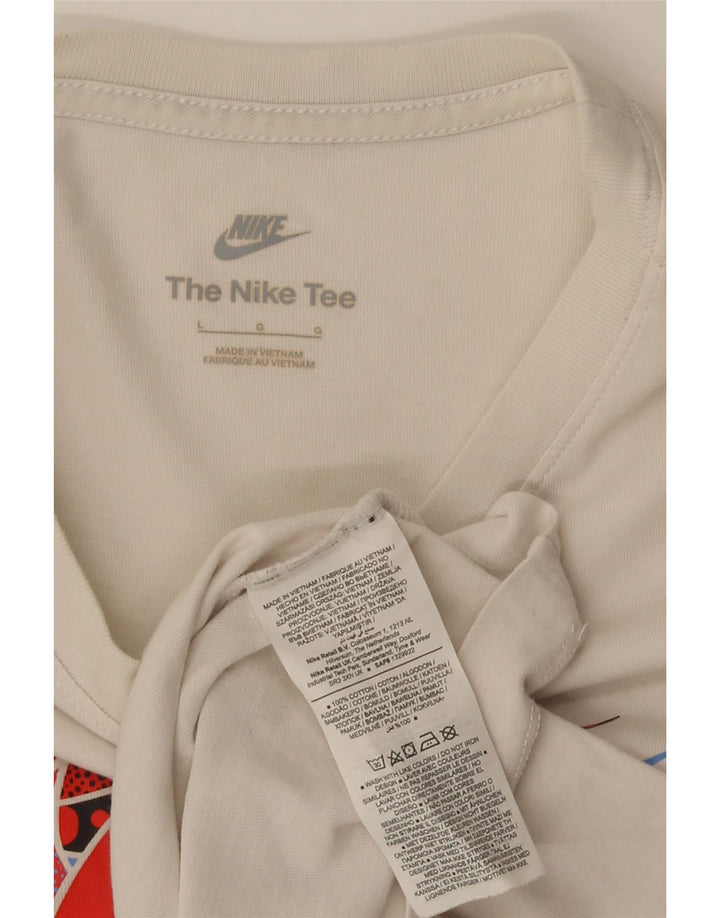 Nike Mens Graphic T-Shirt Top Large Off White Cotton