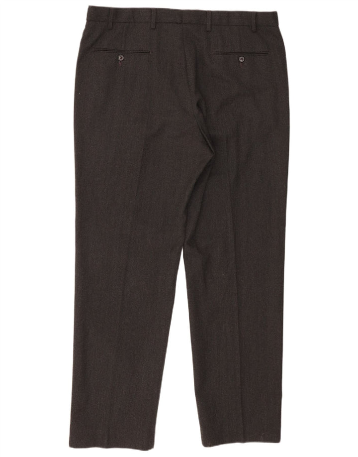 Marks & Spencer Mens Straight Suit Trousers W38 L31 Grey Cotton