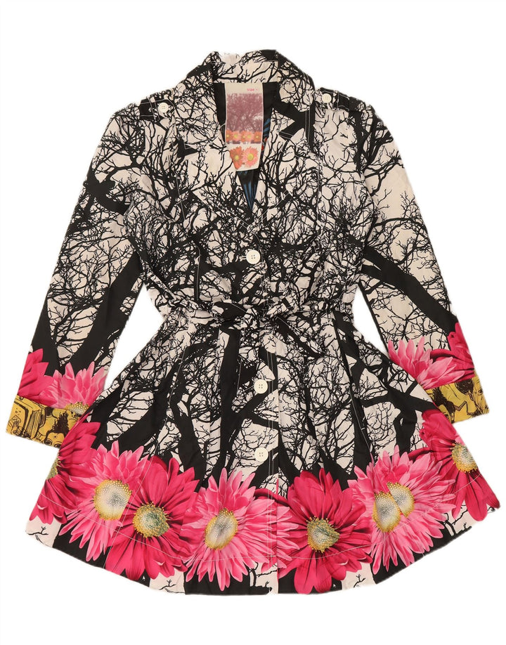 Desigual Womens Overcoat EU 42 Large Multicoloured Floral Polyester