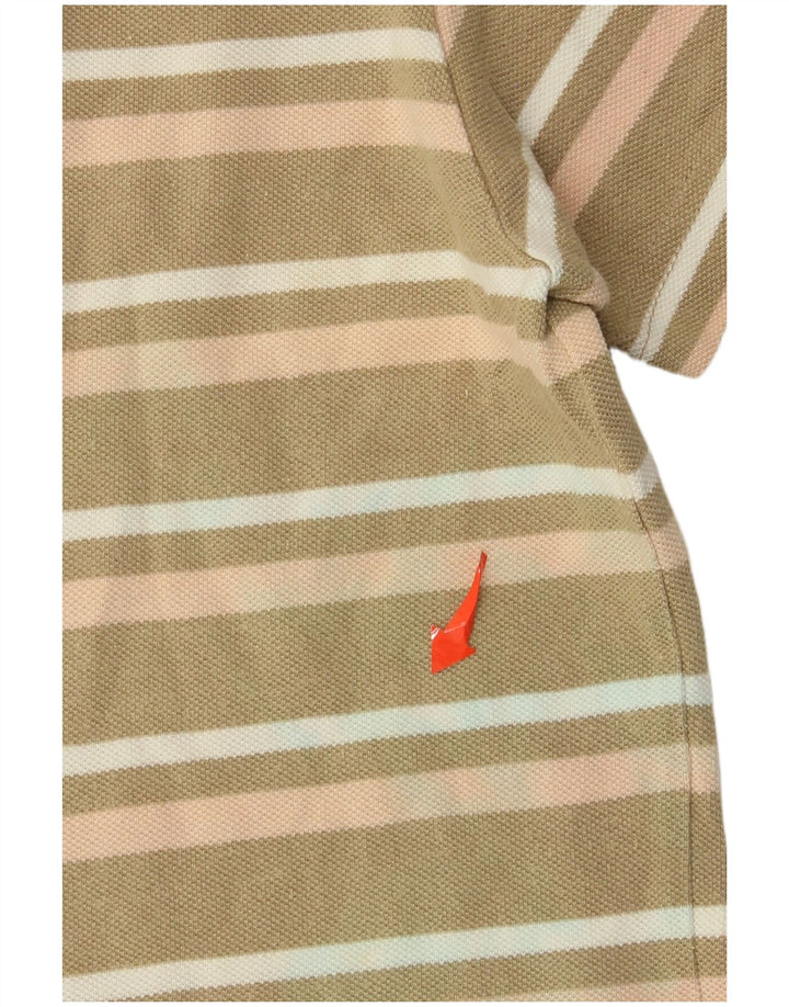 Wrangler Mens Polo Shirt Large Khaki Striped Cotton