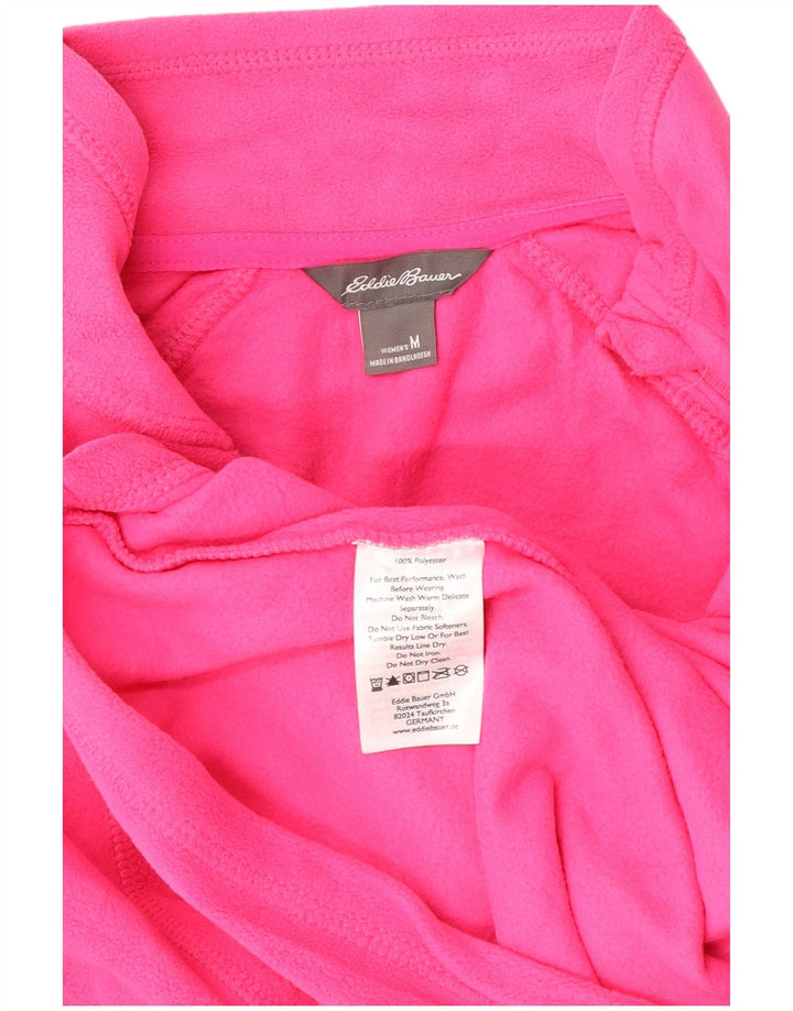 Eddie Bauer Womens Zip Neck Fleece Jumper UK 14 Medium Pink Polyester