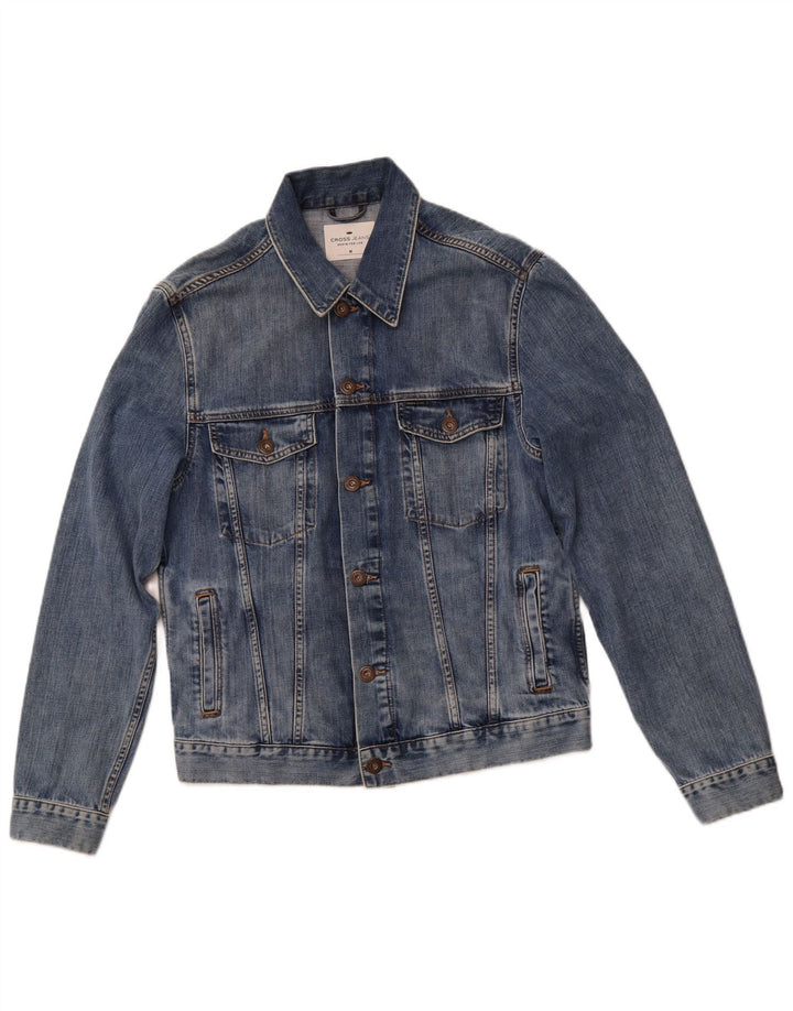 CROSS JEANS Mens Denim Jacket UK 38 Medium Blue Cotton