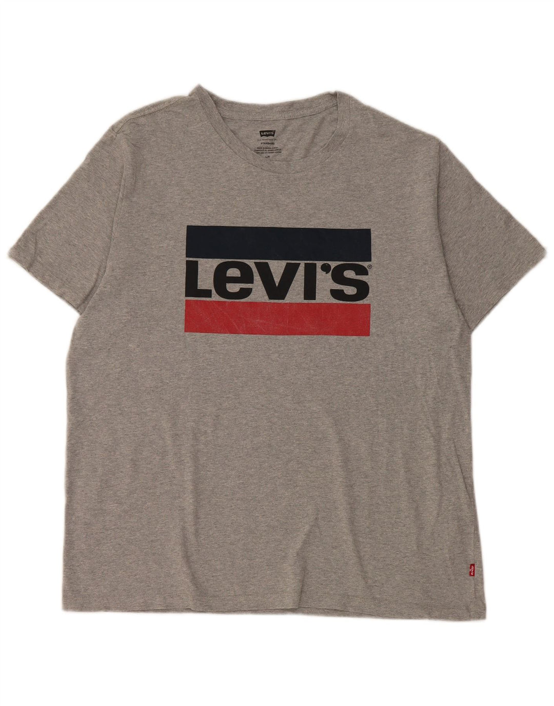 Levi's Mens Standard Graphic T-Shirt Top Large Grey Flecked Cotton