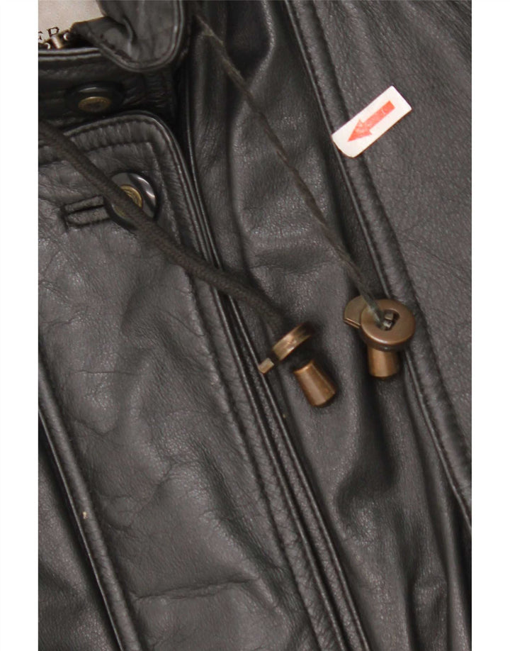 Abrigo de cuero extragrande para mujer Yorn EU 40 Medium Black