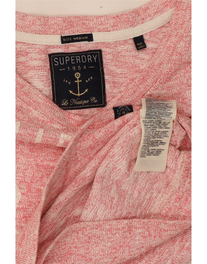 Superdry Grafik-Sweatshirtpullover für Damen, UK 14, mittelrosa meliert