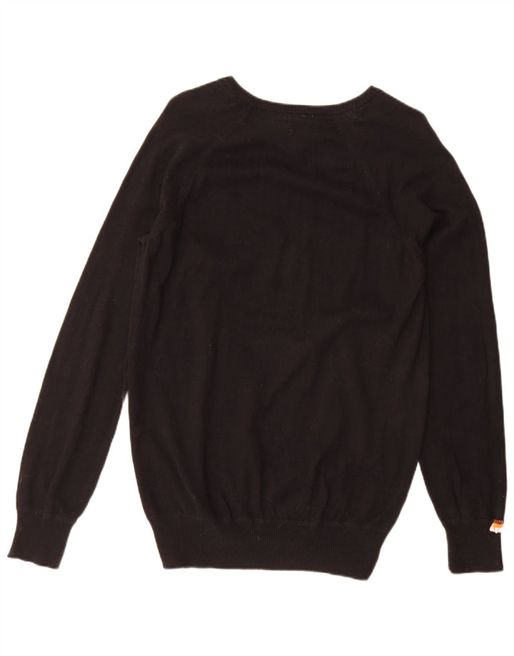 Superdry Mens V-Neck Jumper Sweater Large Black Cotton
