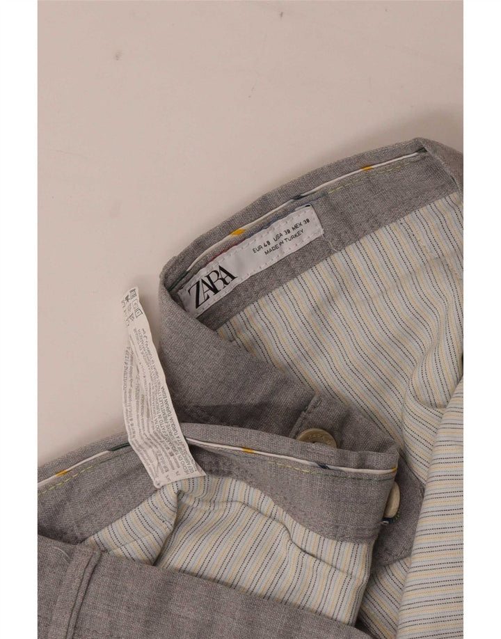 Zara Mens Slim Chino Trousers EU 48 XL W38 L29 Grey Polyester