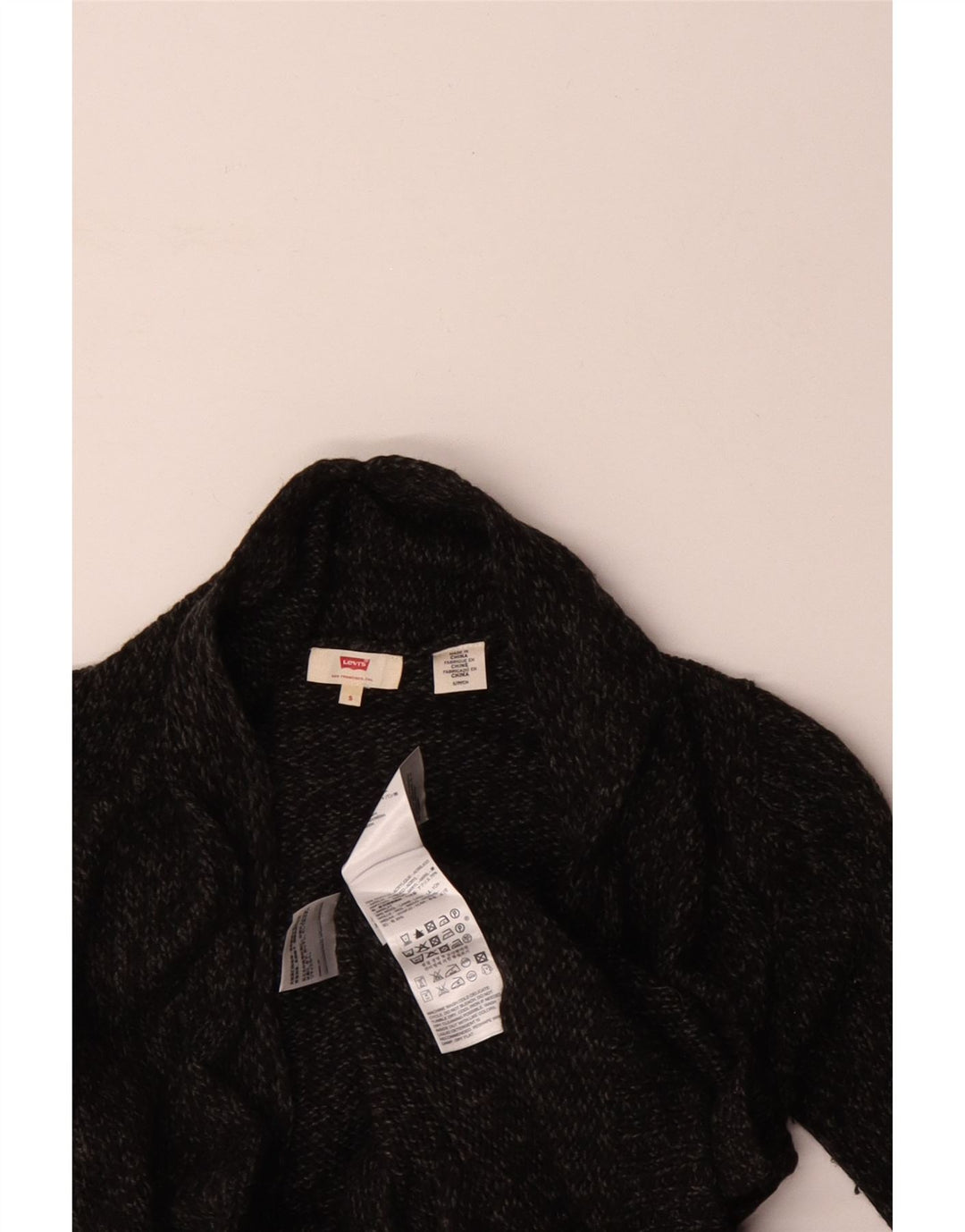 LEVI'S Womens Oversized Cardigan Sweater UK 10 Small Grey Flecked Acrylic