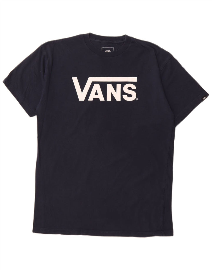 VANS Mens Classic Fit Graphic T-Shirt Top Medium Navy Blue Cotton
