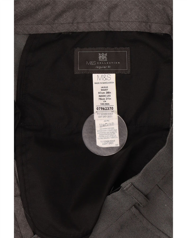 Marks & Spencer Herre Regular Fit Suit Bukser W38 L31 Grå polyester
