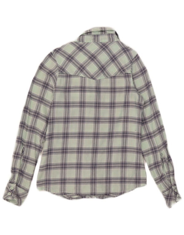 Camisa feminina de flanela Animal UK 6 XS algodão xadrez verde