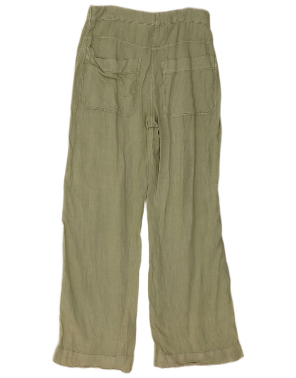 Zara Pantalon Chino Taille Haute Jambe Large Femme Small W26 L30 Vert