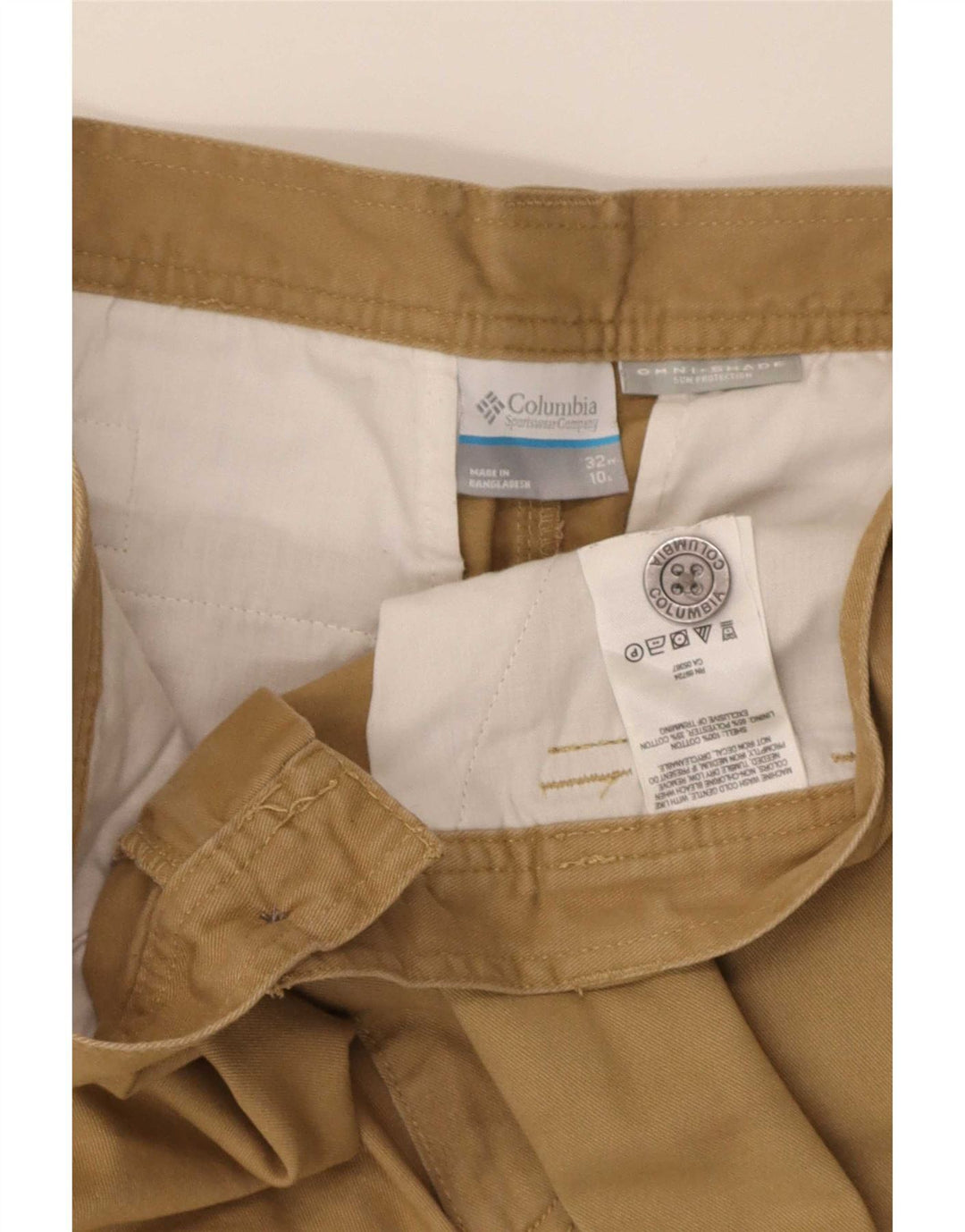 Columbia Mens Omni-Shade Cargo Shorts W32 Medium Beige Cotton