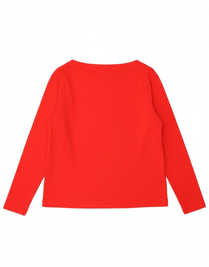 BENETTON Womens Top Long Sleeve UK 14 Medium Red Cotton