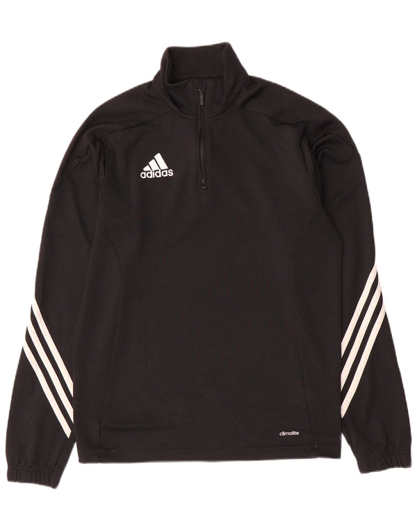 Мужской пуловер с воротником на молнии ADIDAS Climalite, черный спортивный костюм, маленький черный