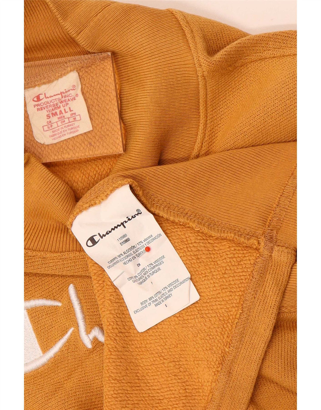 Champion Womens Graphic Oversized Sweatshirt Jumper UK 10 Small Yellow