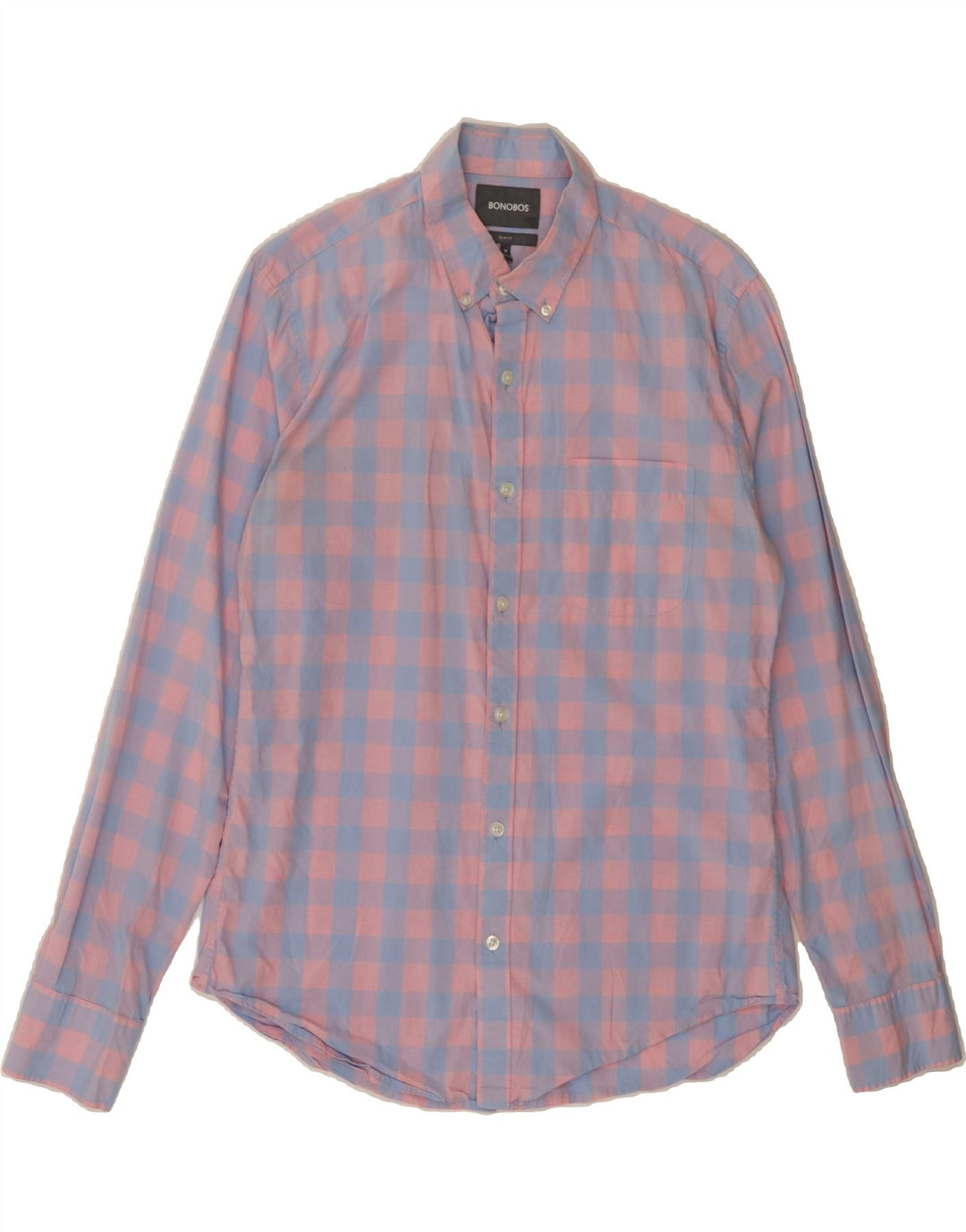 BONOBOS Mens Slim Fit Shirt Medium Blue Check Cotton Vintage BONOBOS and Second-Hand BONOBOS from Messina Hembry 