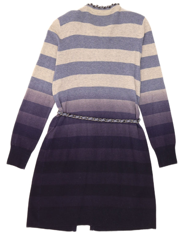 Roberta Scarpa Womens Cardigan Sweater IT 46 Large Navy Blue Striped