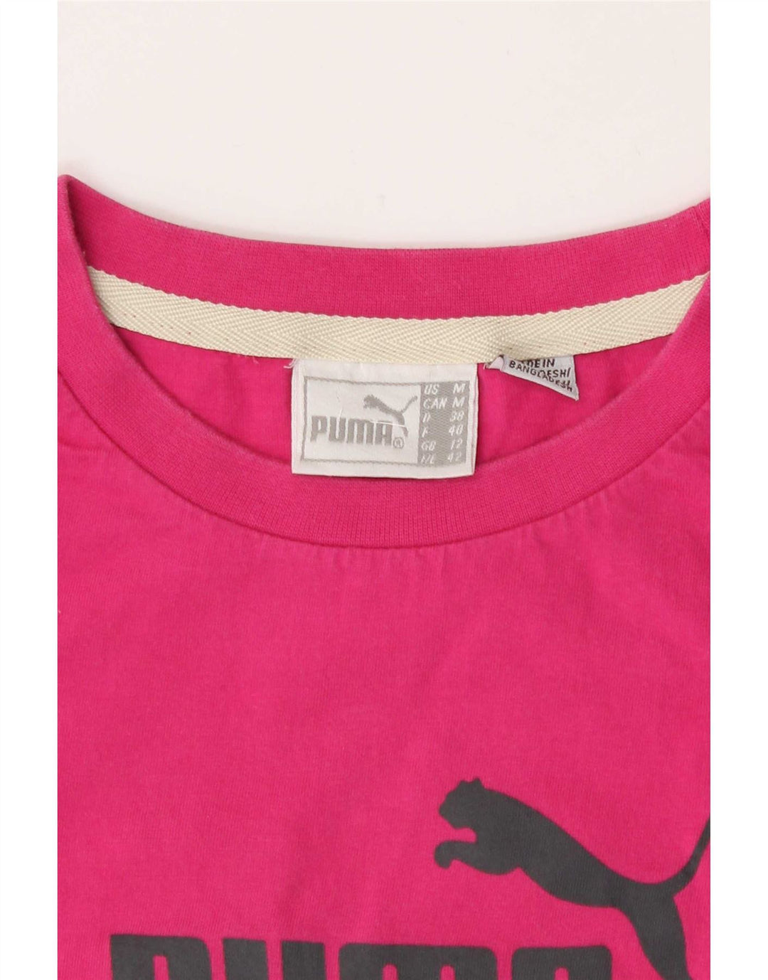 Puma Womens Graphic T-Shirt Top UK 12 Medium Pink