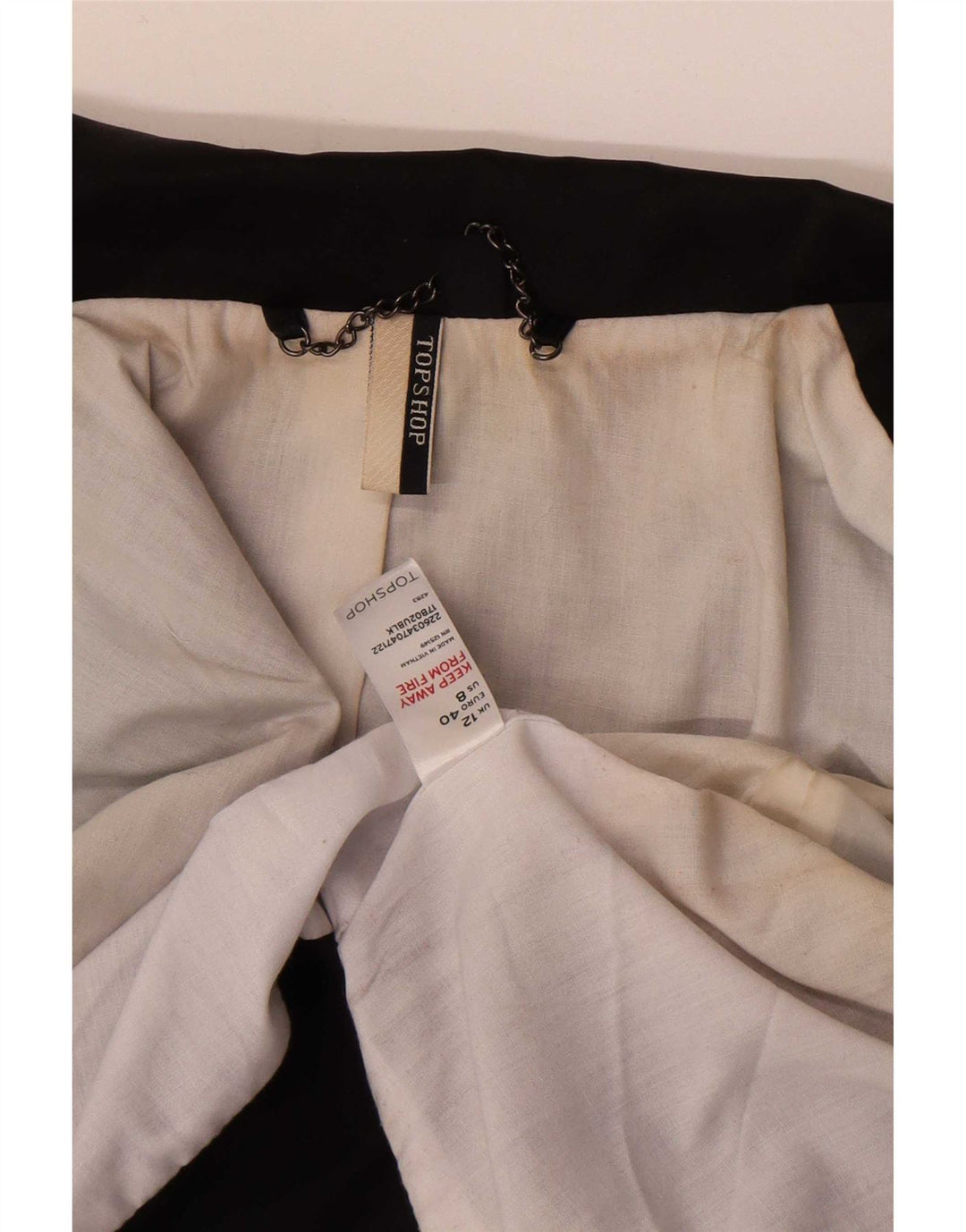 Topshop Damen 3/4-Ärmel Frack-Blazer-Jacke UK 12 Mittelschwarz