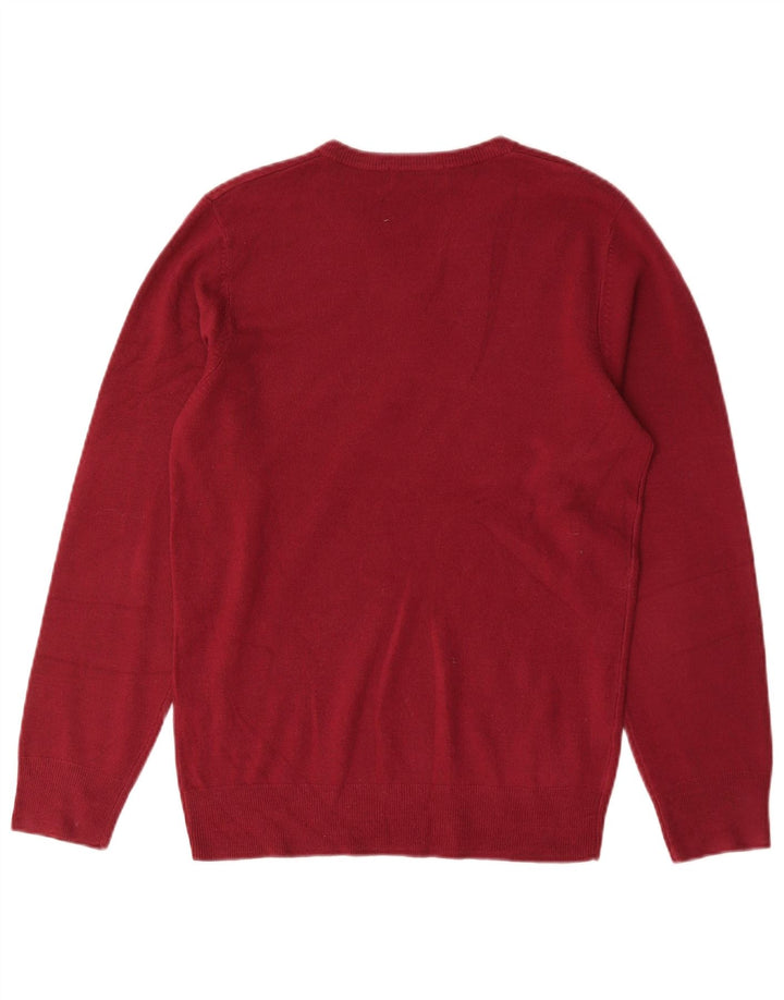 Marks & Spencer Mens Blue Harbour V-Neck Jumper Sweater Small Red Acrylic