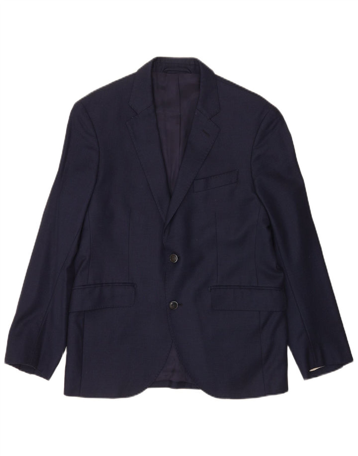 Hackett Mens 2 Button Blazer Jacket UK 40 Large Navy Blue Wool
