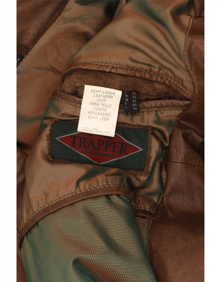 Jaqueta de couro masculina Trapper UK 42 XL marrom