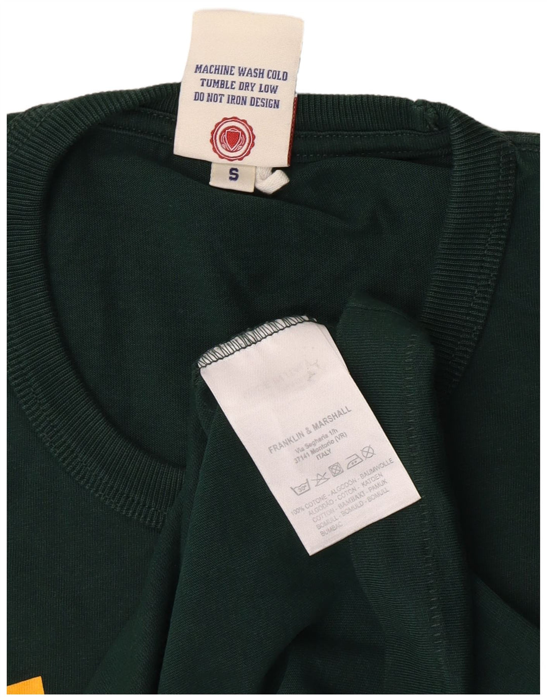 Franklin Marshall Mens Graphic T-Shirt Top Small Green Cotton