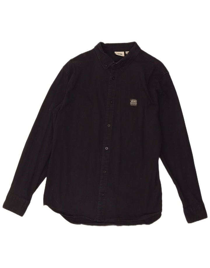 Vans Mens Graphic Shirt Large Black Pinstripe Cotton