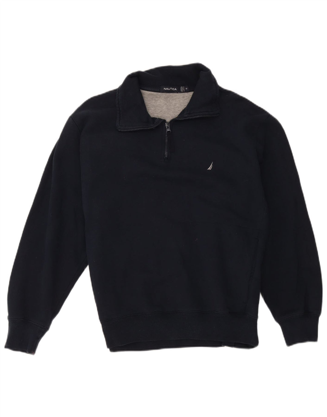 Nautica Mens Zip Neck Sweatshirt Jumper Medium Navy Blue Cotton