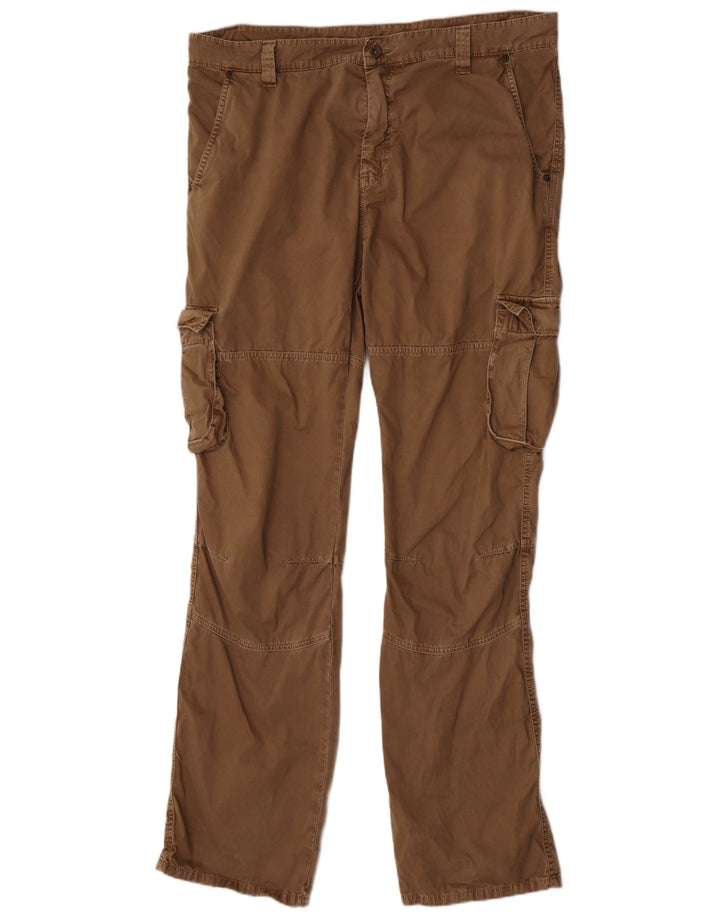 Mac Mens Straight Cargo Trousers W40 L38 Brown Cotton